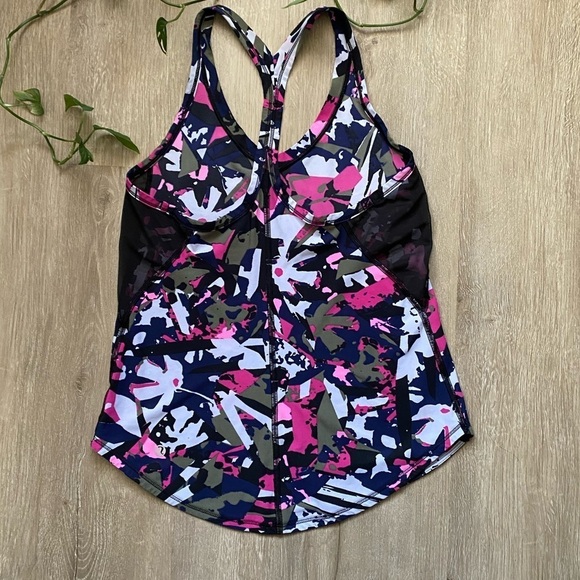 Lululemon Floral print Fast Lane Singlet Tank Top Pop Cut Boom Juice Multi Black - Picture 7 of 9